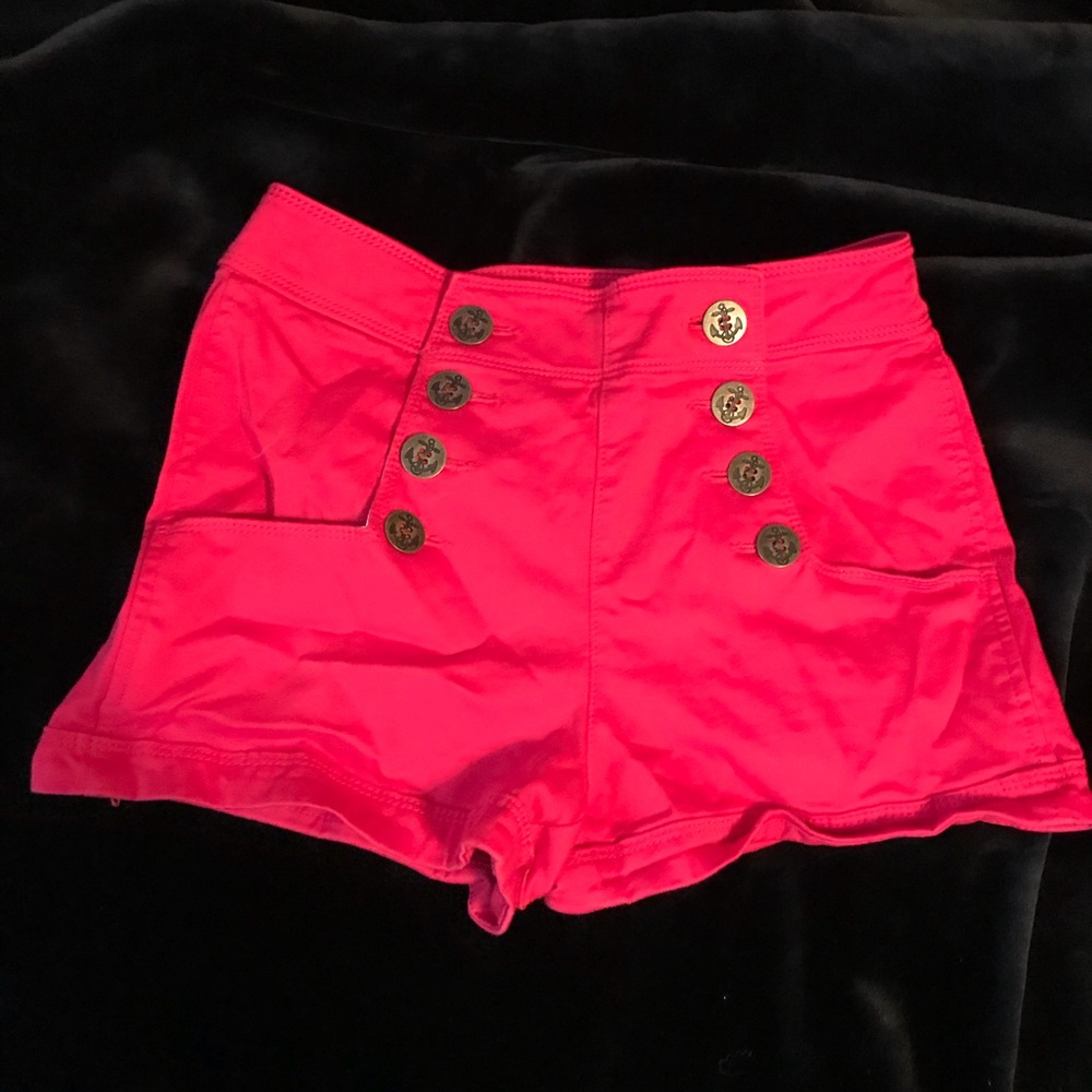 Red sailor shorts high waisted